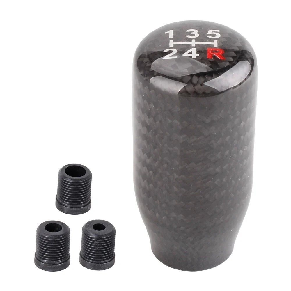 Carbon Fiber Manual Gear Shift Knob Shifter Lever 5 Speed Universal