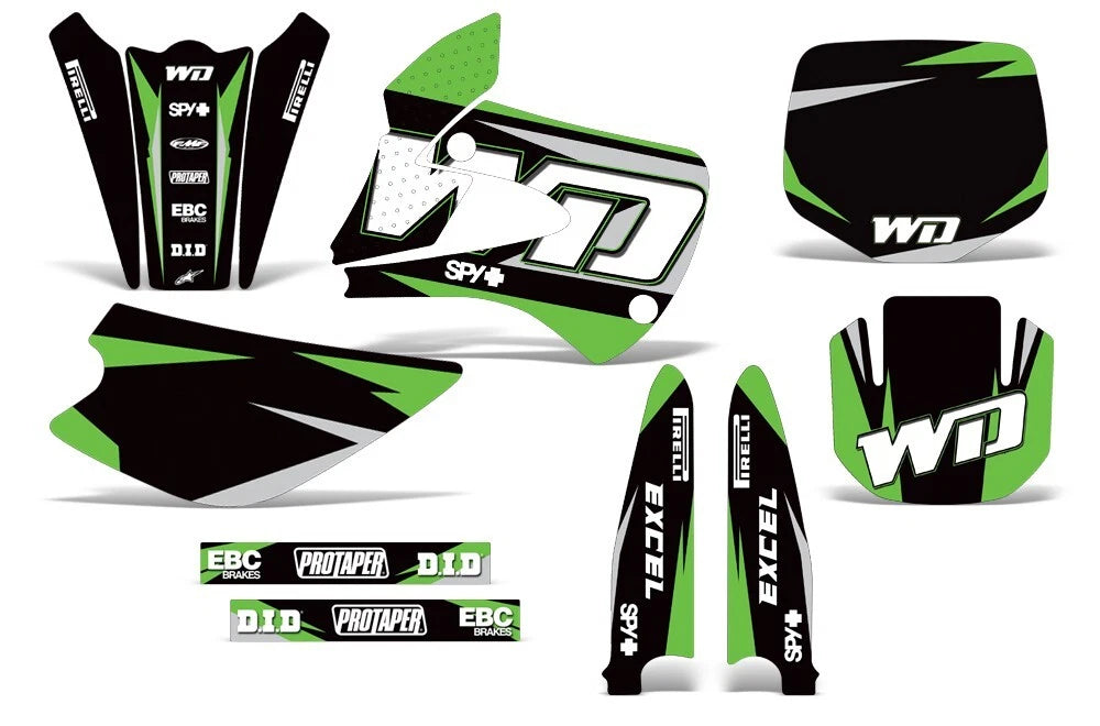 Decal Graphics Kit for Kawasaki KX80 KX100 (1998–2000) Green MX Plates