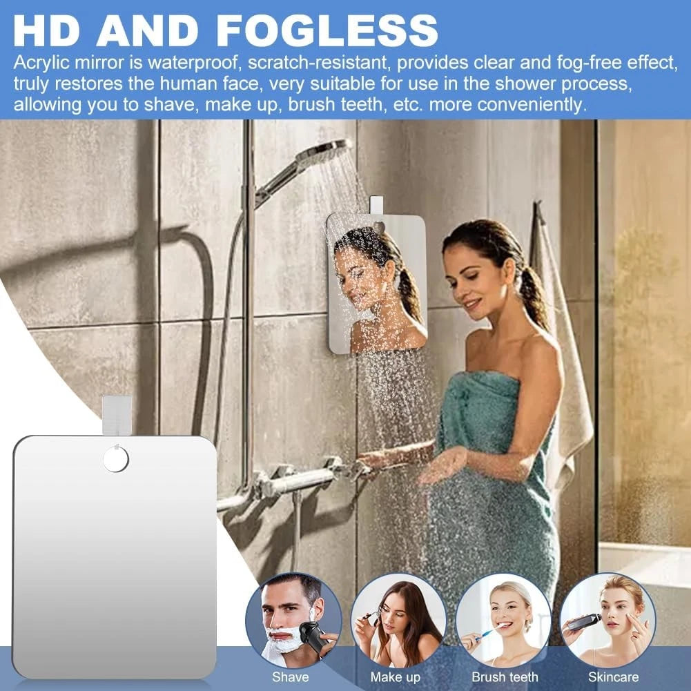 Deluxe Hanging Bathroom Shower Mirror for Wall (9.45'' x 7.87'')