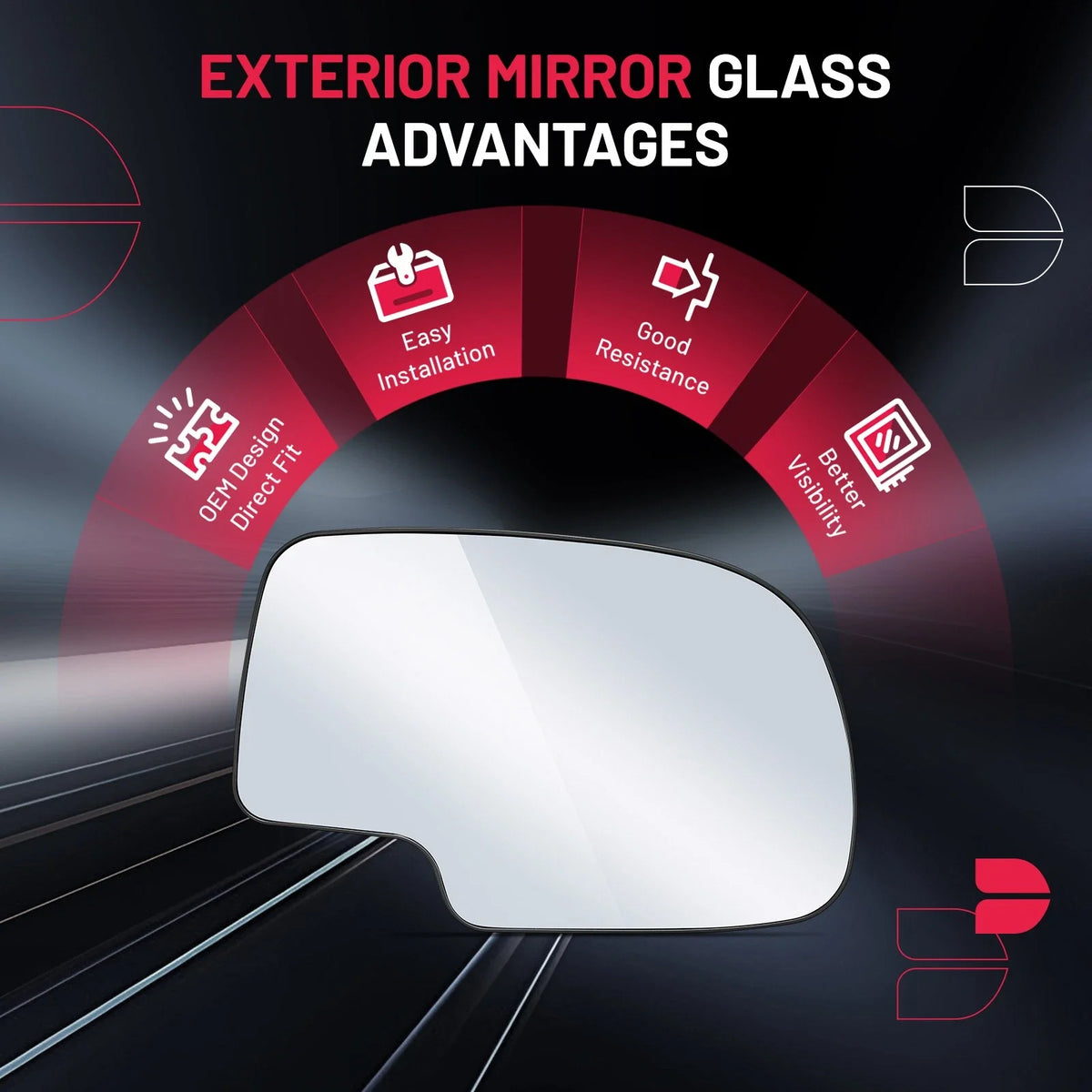Mirror Glass for Chevrolet Silverado Sierra Tahoe Yukon (1999–2007)