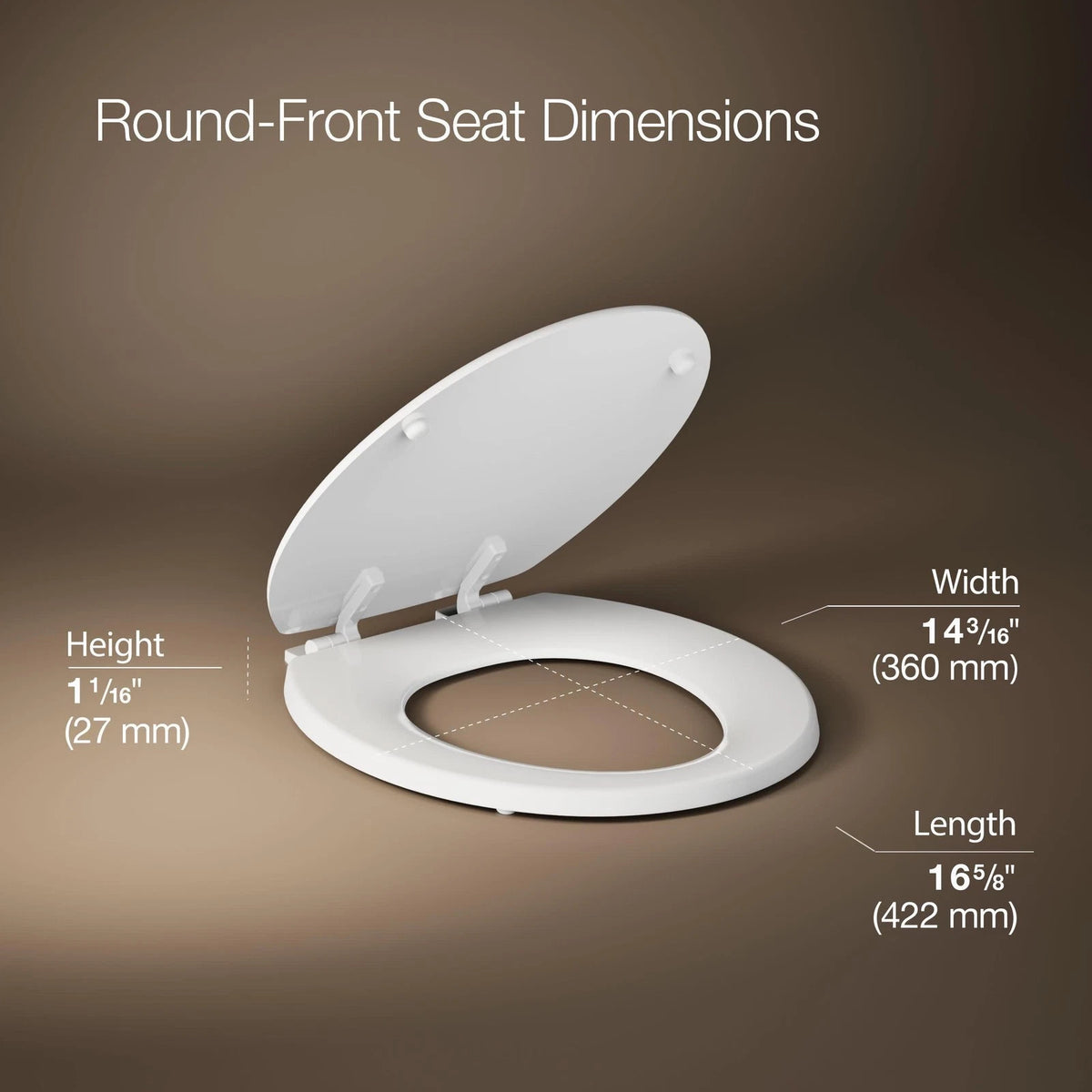 Round Toilet Seat for Standard Toilets (White Color Matched Hinges)