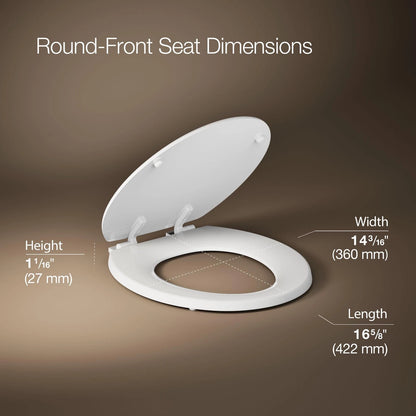Round Toilet Seat for Standard Toilets (White Color Matched Hinges)