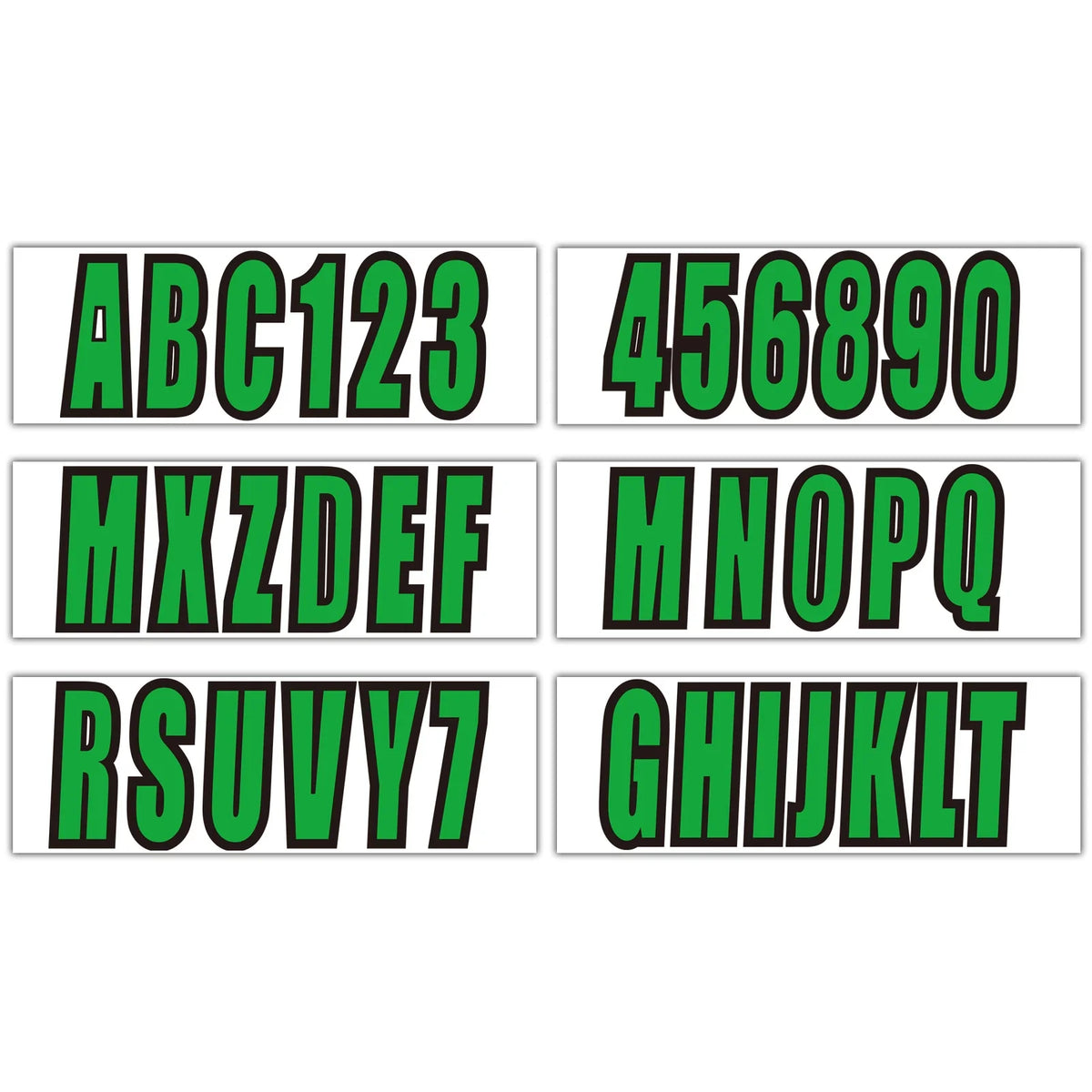 Set of 4 Custom Boat Registration Numbers Decal Stickers A-Z 0-9 Green