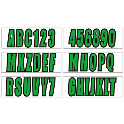 Set of 4 Custom Boat Registration Numbers Decal Stickers A-Z 0-9 Green