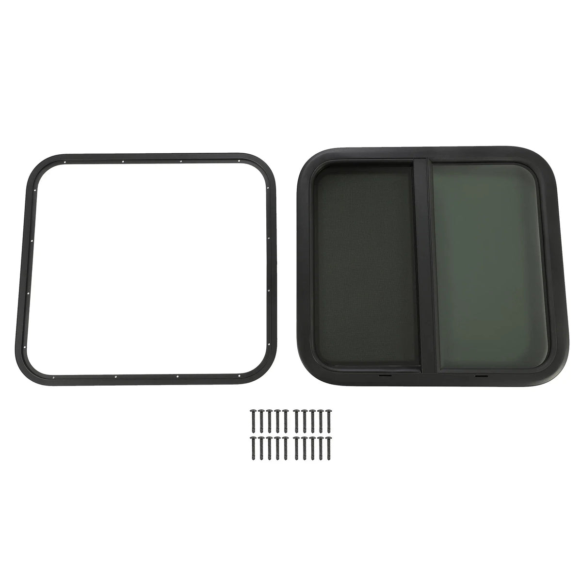 RV Window with Trim Ring for Cargo Trailer Camper Truck (12" W x 16"-24" H)