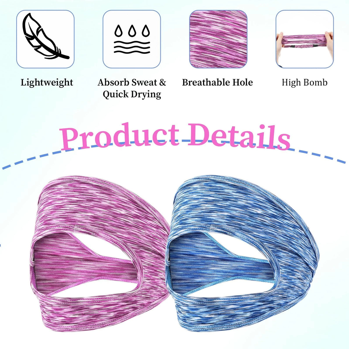 2 Pack VR Eye Mask for Adjustable Breathable Use (Blue + Pink)