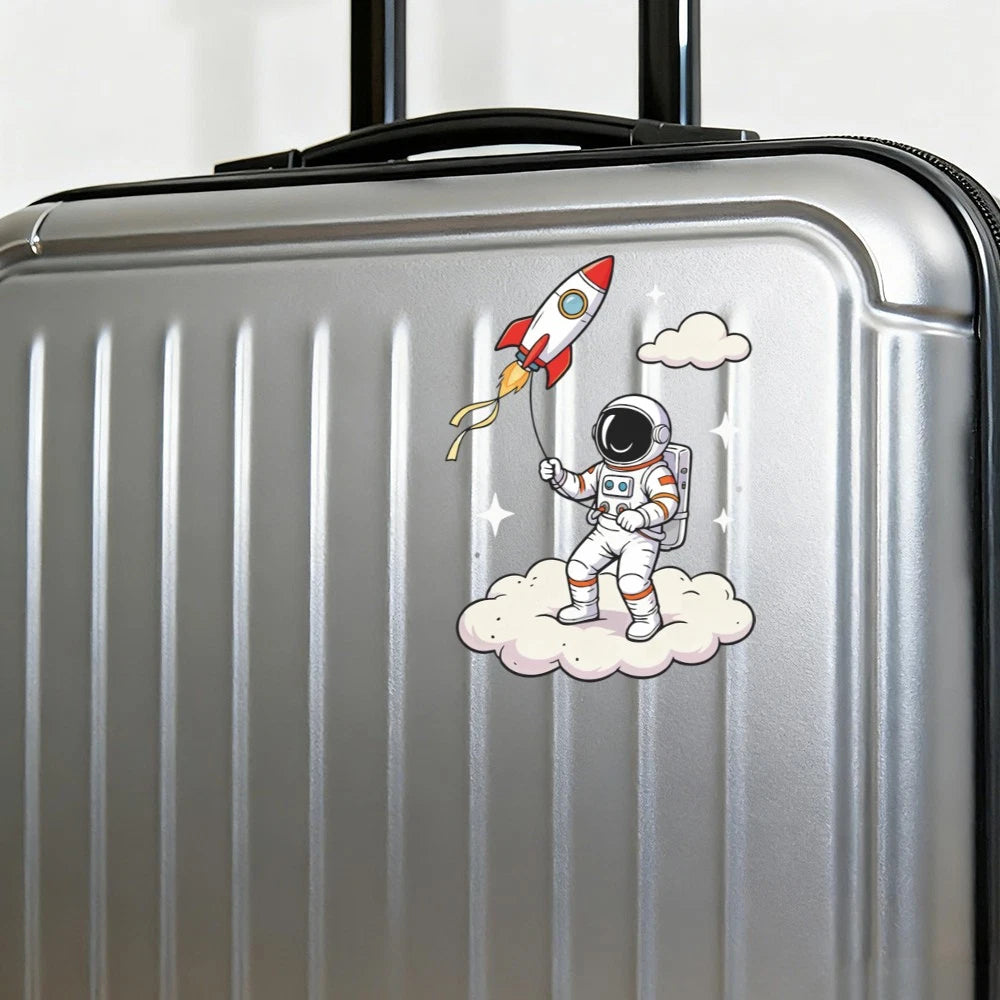 Vinyl Sticker for Laptop, Car, Luggage - Astronaut Rocket Balloon Space Cloud