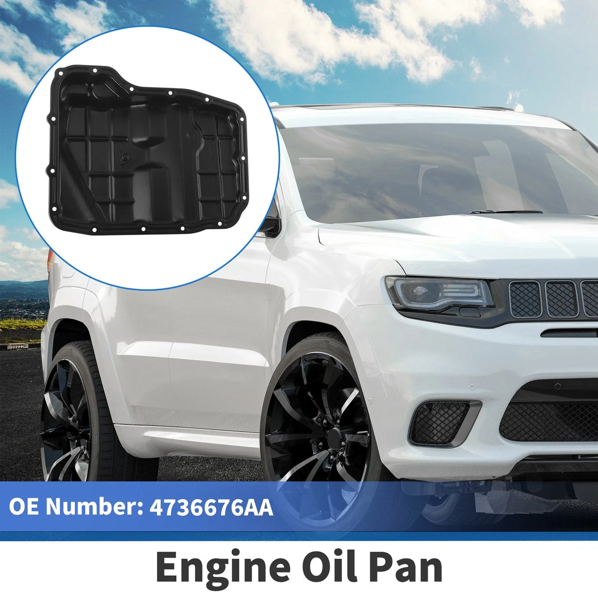 Engine Oil Pan for Jeep Grand Cherokee (2010–2013) 4736676AA Aluminum Black