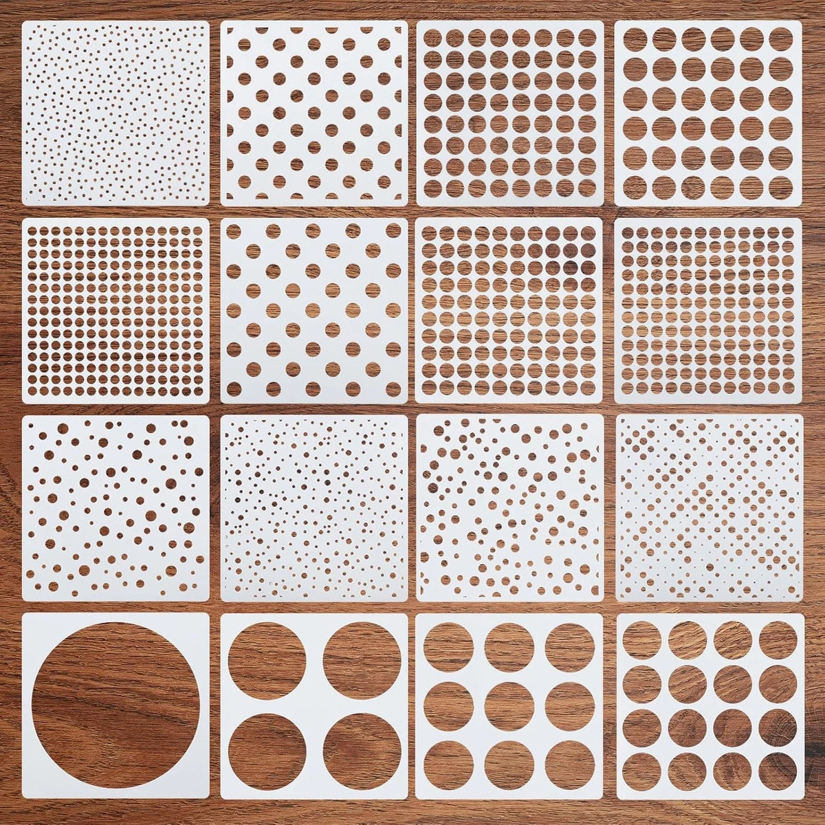 16 Pcs Circle Stencils for Drawing, Round Geometric Shapes