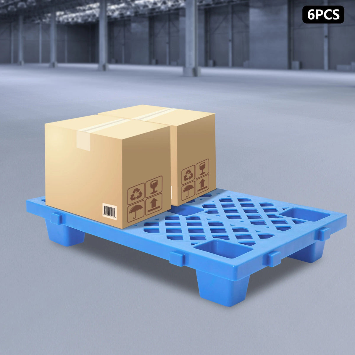 6X Interlocking Plastic Storage Pallets for Warehouse Use