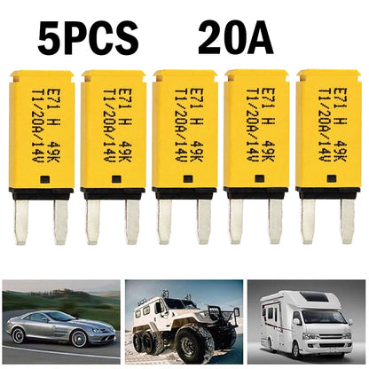 5X 20A Mini ATM Manual Reset Circuit Breaker Blade Fuse for Car Boat Truck (12V-24V)