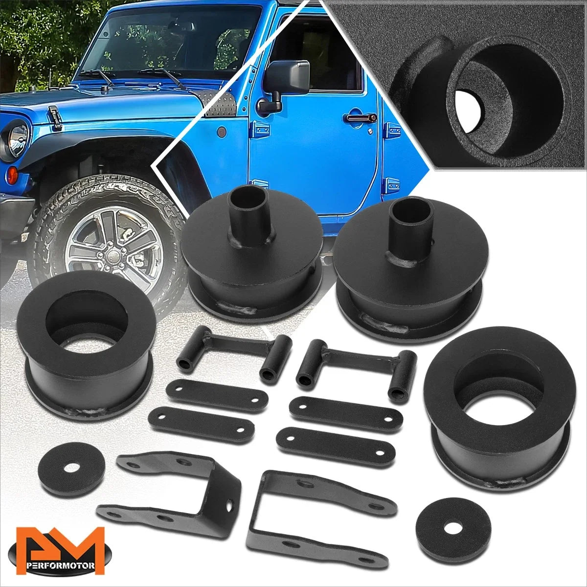 2X Coil Spring Lift Mount Spacer Kit for Jeep Wrangler JK (2007–2018)