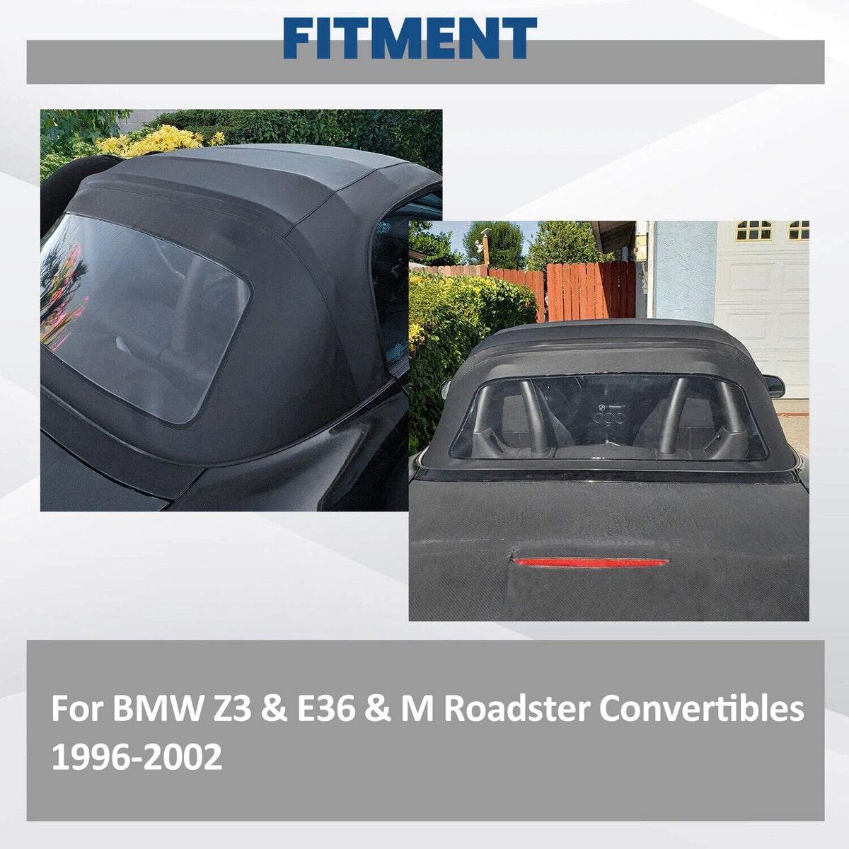 Soft Top Replacement for BMW Z3 Convertible (1996–2002) - Black & Clear Window