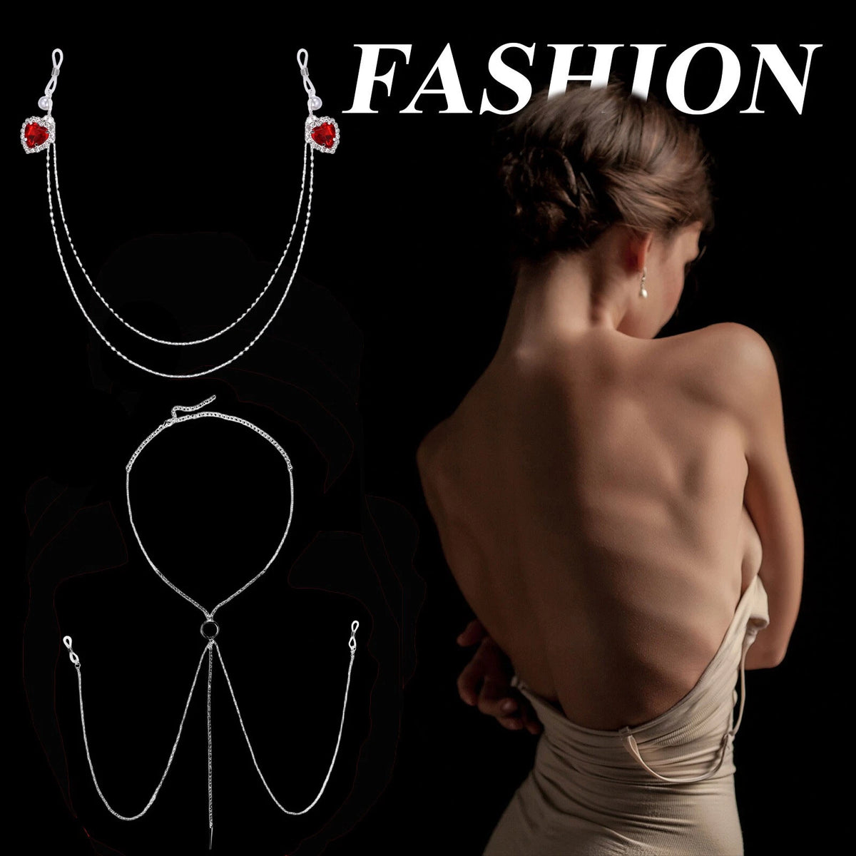 2X Double Layer Nipple Chain Body Rings for Bikini Breast