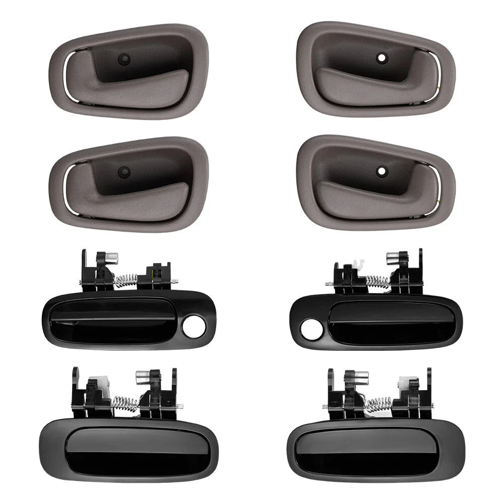 Set of 8 Black/Gray Door Handles for Toyota Corolla (1998–2002)