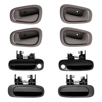 Set of 8 Black/Gray Door Handles for Toyota Corolla (1998–2002)