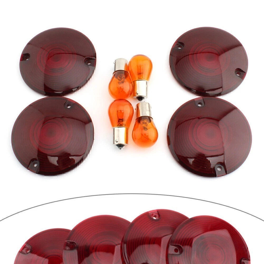 Turn Signal Light Lens Cover with Amber Bulb for Harley Road King (1994–2010)