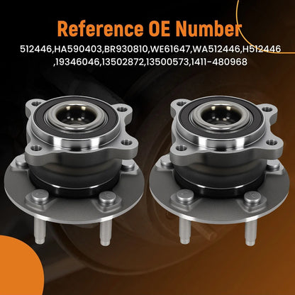 2pcs Wheel Hub Bearing Assembly for Chevy Cruze (2011–2016) 512446 Rear 5 Bolt