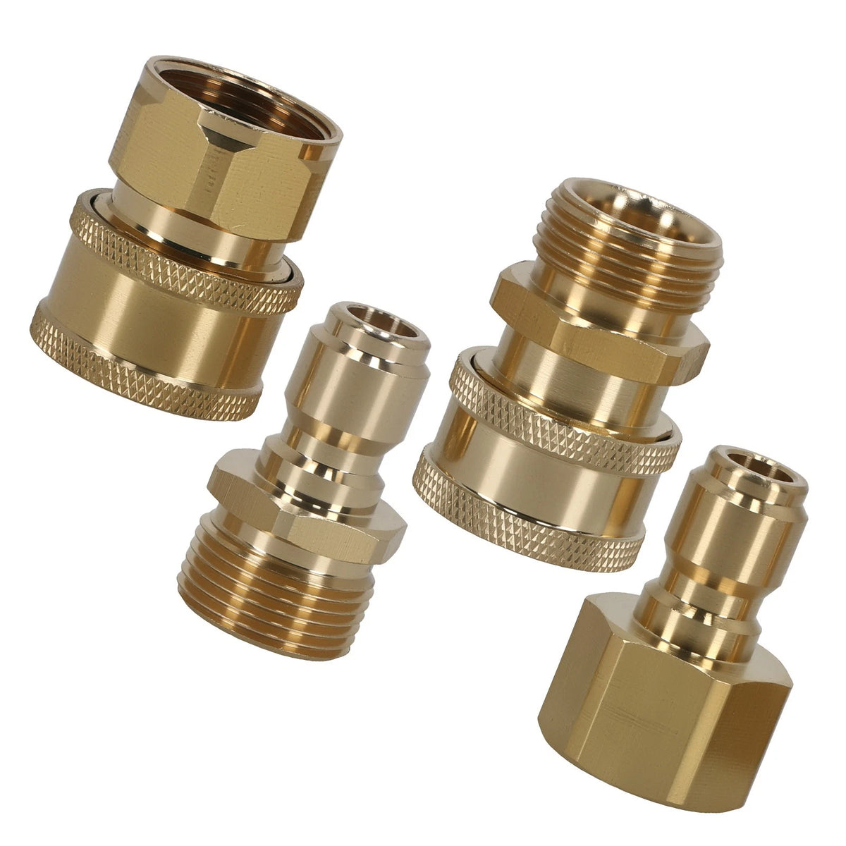 4X Brass Pressure Washer Adapter M22-15 Male x 3/8" Quick Connect