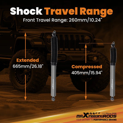 2X Front Lift Shocks for Jeep Gladiator JT (2020–2025) 4WD 0-2.5" Lift