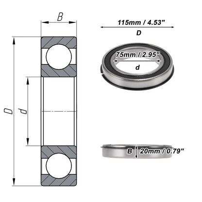 6015NR2RS Deep Groove Ball Bearings for Scooter Skateboard Wheel (75x115x20mm)