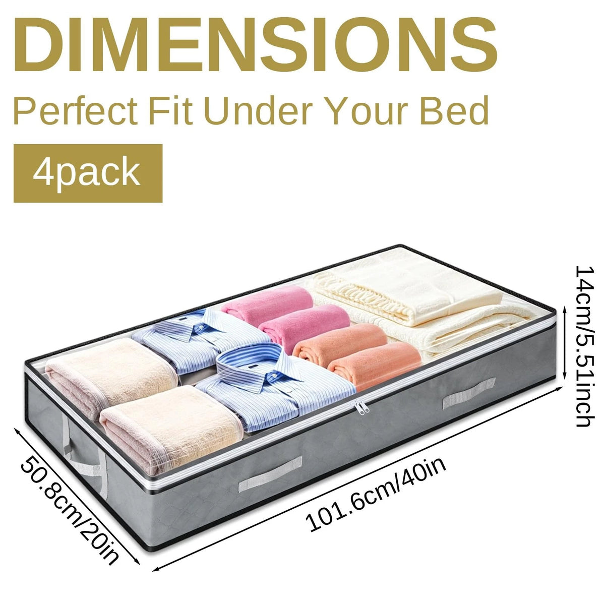 4X 5.5 Inch Under Bed Storage Bins for