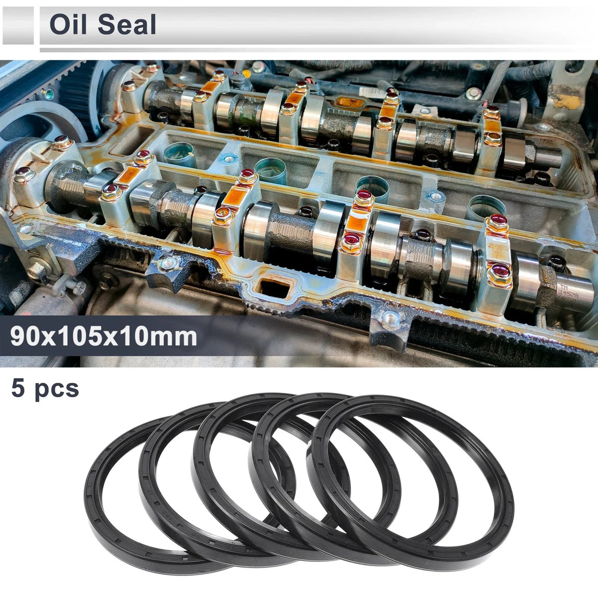Set of 5 Oil Seal Ring 90x105x10mm for Rotary Shaft