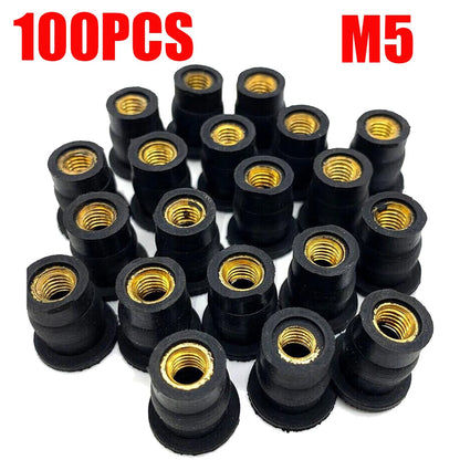 100PC M5 Rubber Well Nuts for Motorcycle ATV Windscreen Fairing