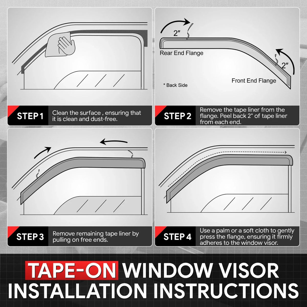 Set of 4 Window Visors for Honda CR-V (2017–2024) - Rain Deflector