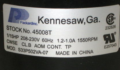 Motor for Bohn Heatcraft Refrigeration Cooler (5008T, 5034MS, 5KSM59LS2262AS)
