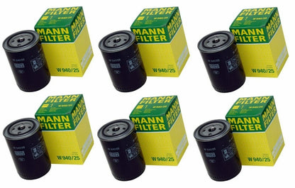 Set of 6 Engine Oil Filters for Audi 4000, VW Golf, Jetta (OEM W940/25)