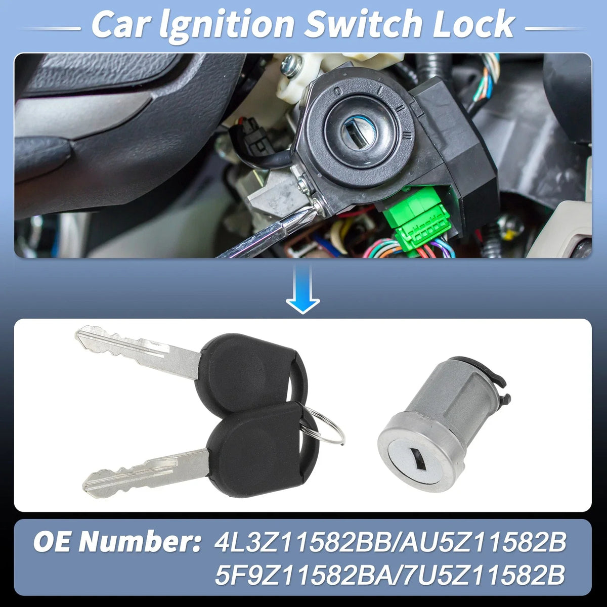 Ignition Lock Cylinder No.4L3Z11582BB for Ford F150 (2004–2020) with 2 Keys