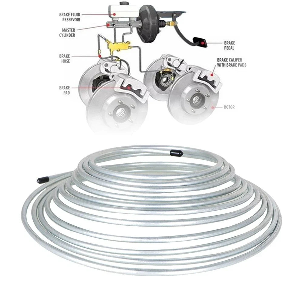 1PC 25 Ft Zinc-Coated Steel Brake Line Tubing Kit for Vehicles