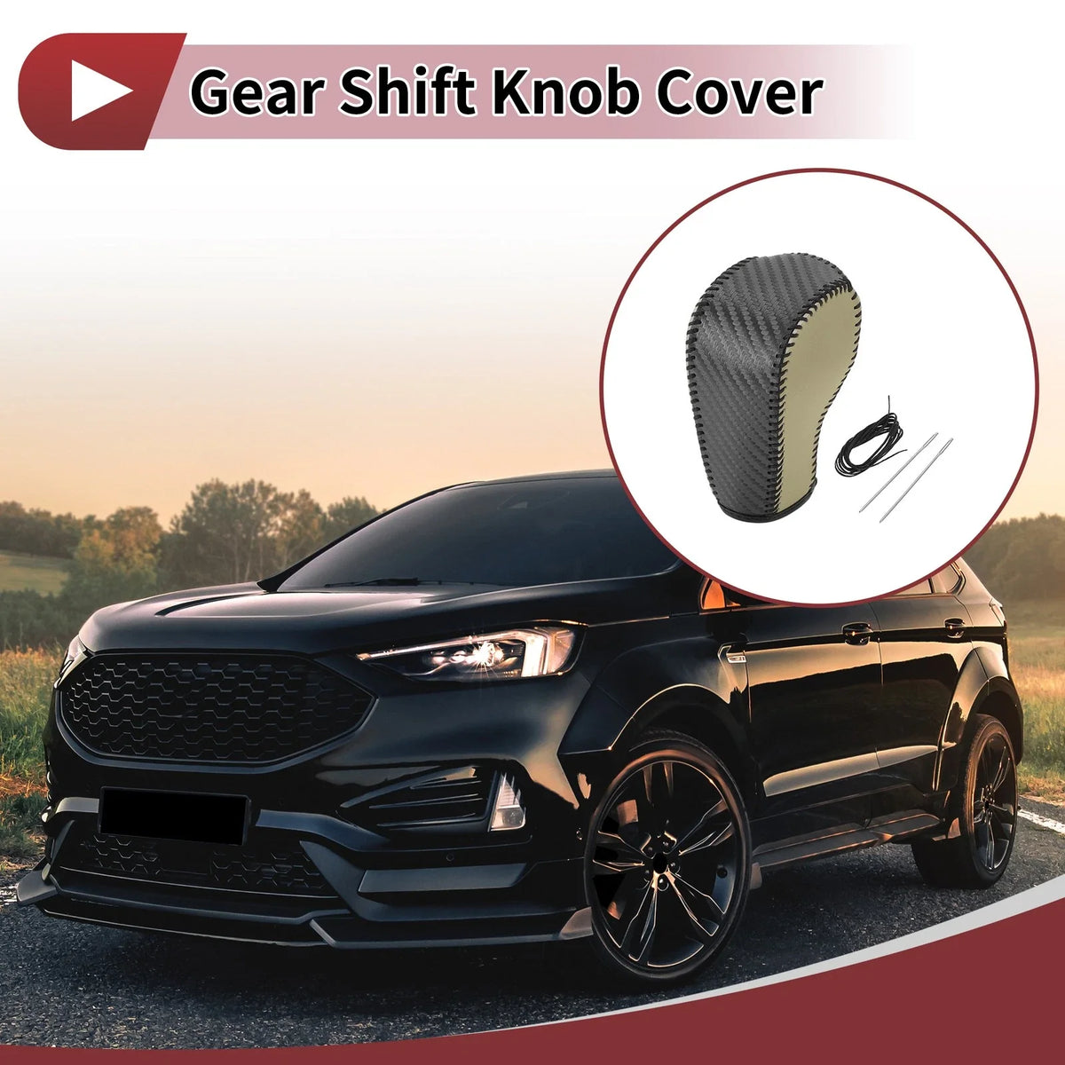 1 Pc Gear Shift Knob Cover for Ford Edge (2011–2014) Beige Faux Leather