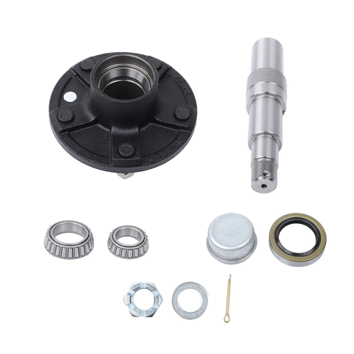 Set of 7 Trailer Hub Kit for 5 on 5.5" & 8.75" Round #84 Spindle (BCK38599K)
