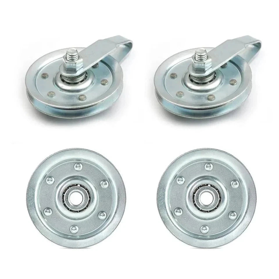 Set of 4 Garage Door Pulleys for 3" Systems - Stationary & Rear Sheave