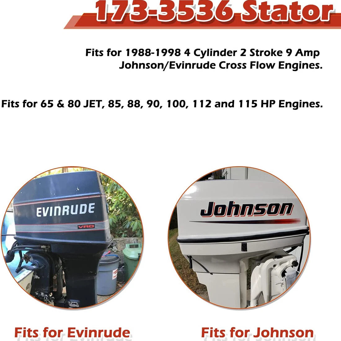 173-3536 Outboard Stator for Johnson Evinrude Flow Engines (1988–1998)