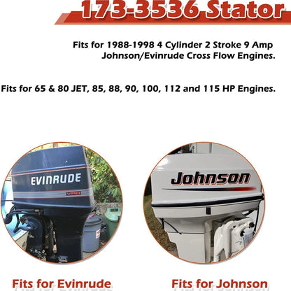 173-3536 Outboard Stator for Johnson Evinrude Flow Engines (1988–1998)