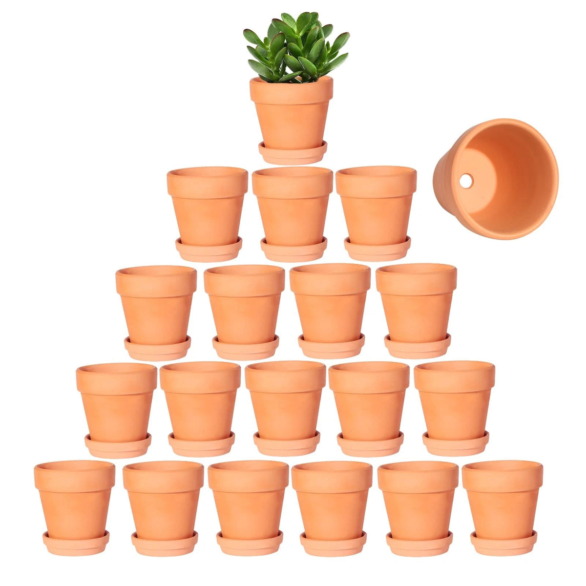 20 Pack of 3" Terracotta Pots with Saucer for Succulent Cactus Plants