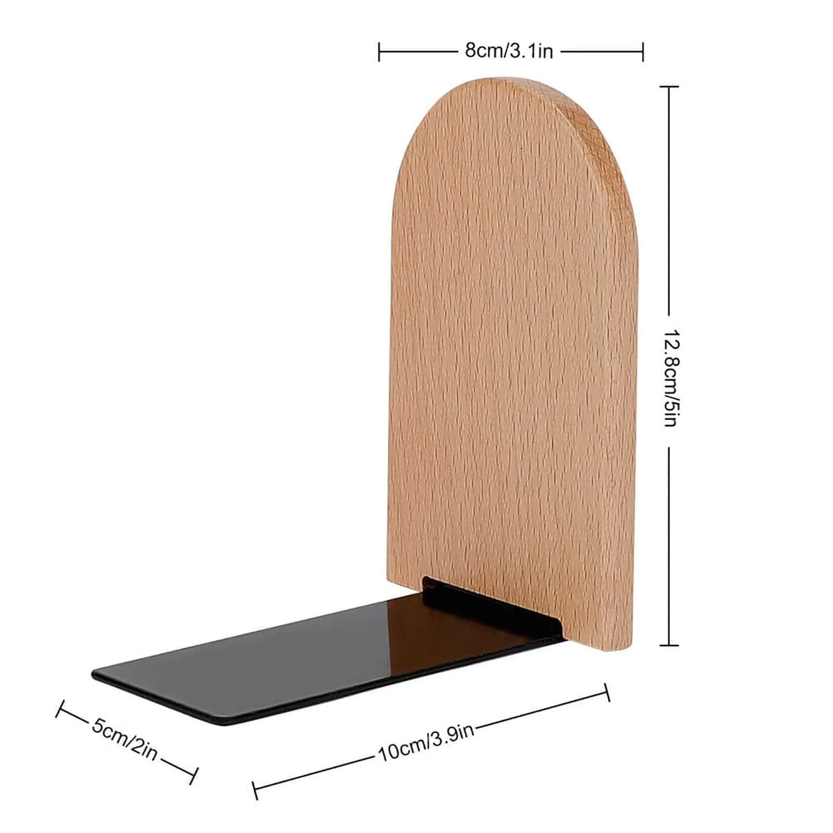 Pair of Decorative Wood Bookends for Shelves, 5x3.1 in