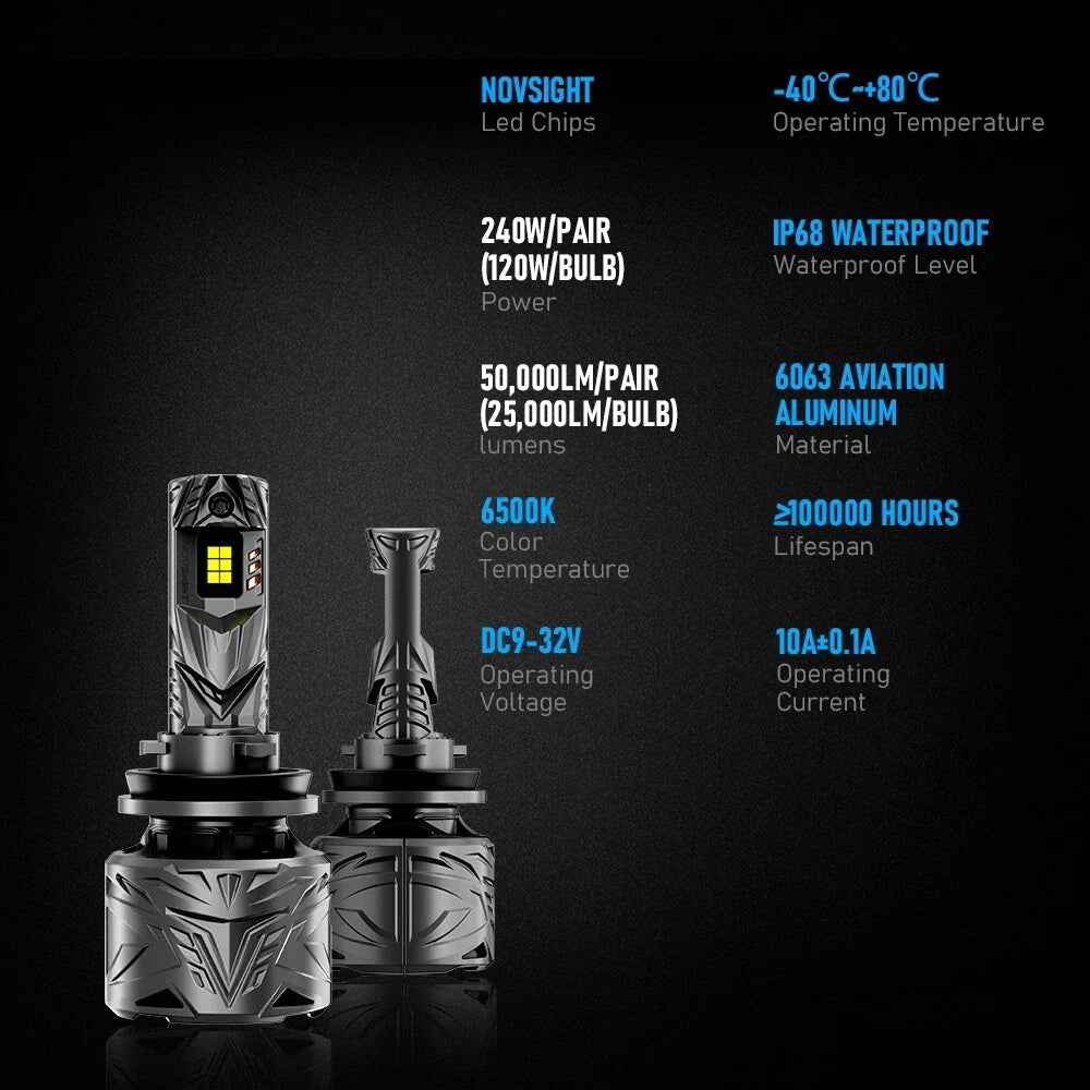 2X H11 H8 H9 LED Headlight Bulbs 80000LM 240W for Universal Fit