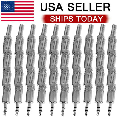 40Pcs 3.5mm Stereo Male Audio TRS Plug Adapter Connector