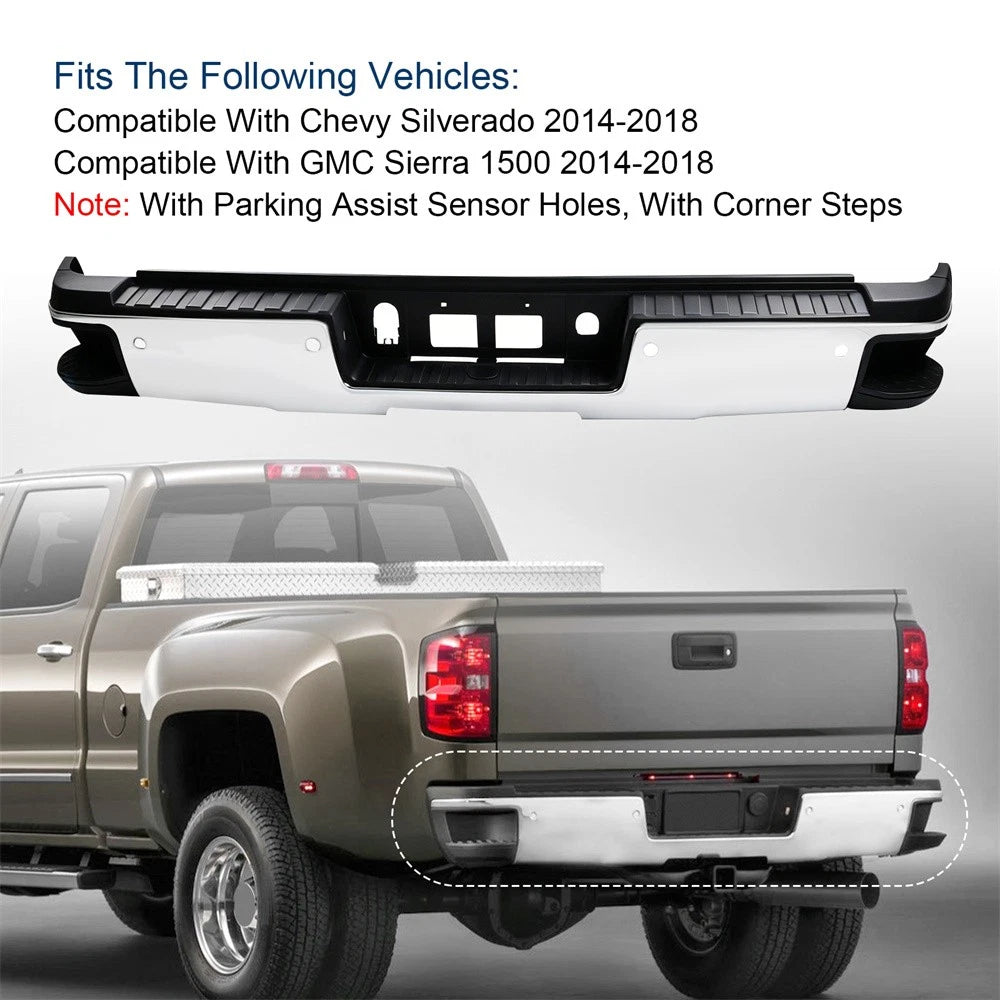 Chrome Rear Bumper for Chevy Silverado 1500 (2014–2018) GM1103175, GM1103179