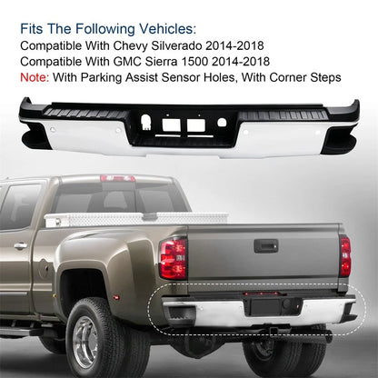 Chrome Rear Bumper for Chevy Silverado 1500 (2014–2018) GM1103175, GM1103179