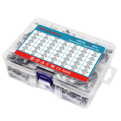 810-Piece Electrolytic Capacitor Assortment (0.1uF-2200uF, 10V-100V)