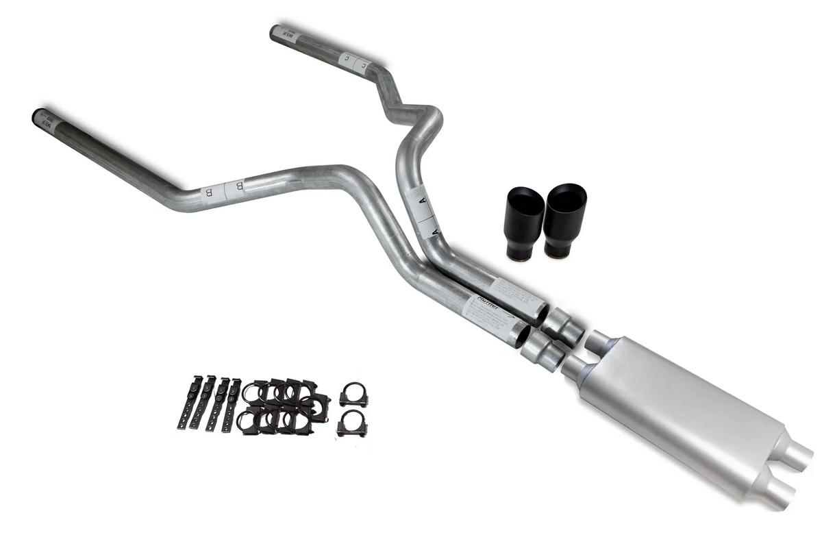 3" Dual Exhaust for Chevy GMC 2500 (2000–2006) - Dual Inlet, Black Tips