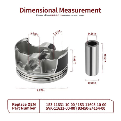 STD Forged Piston w/ Rings Kit 102mm for Yamaha Rhino 700 YXR700F (2008–2012)