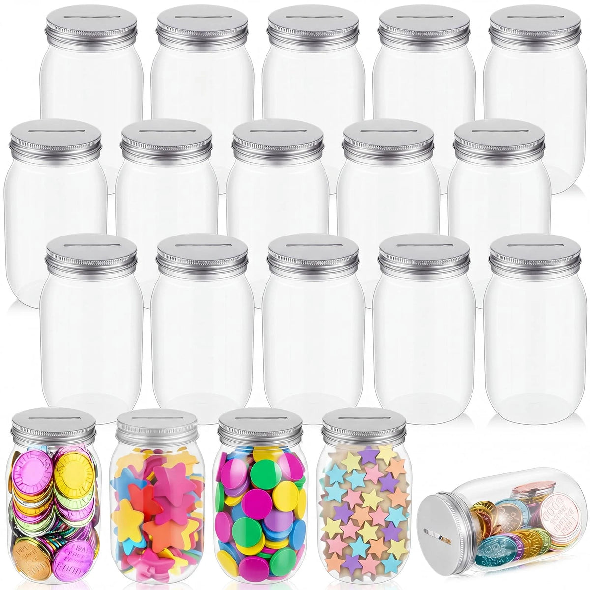 72 Pcs Coin Jars for Kids Behavior Tokens - Plastic Reward Jars