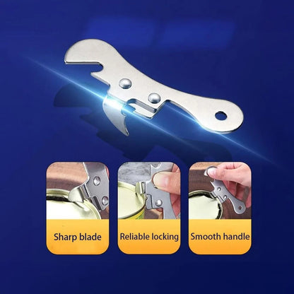 Manual Stainless Steel Can Opener for Camping (Small, Silver)