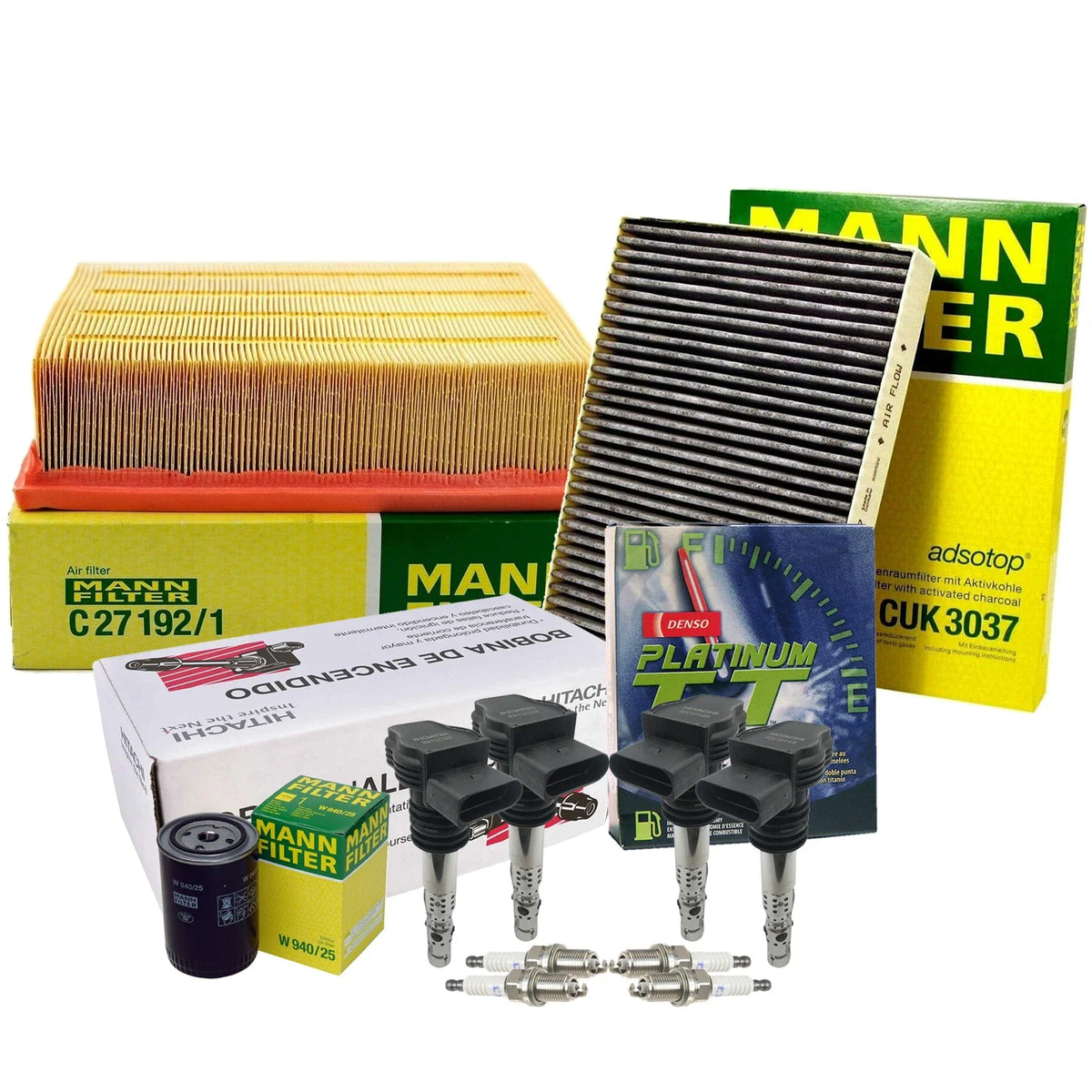Set of 4 Spark Plugs for Audi (Denso, Hitachi, Mann)